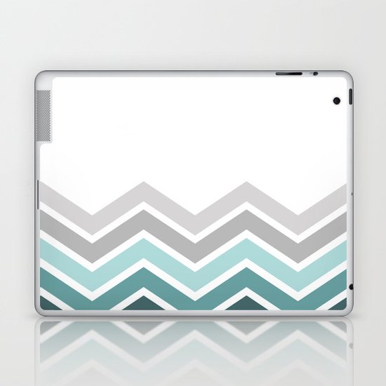WHITE/ TEAL CHEVRON FADE Laptop & iPad Skin