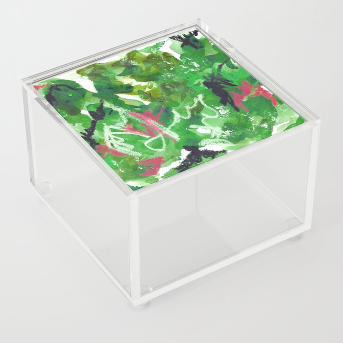 Green Abstract Mixed-Media: Nature Acrylic Box