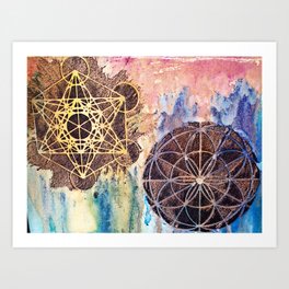 Shape your existence Art Print | Acrylic, Texture, Pattern, Painting, Sacredgeometry, Stencil, Aerosol, Abstract, Watercolor, Ink 