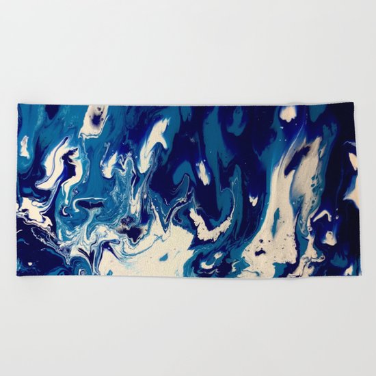 MIDNIGHT BLUE MARBLE #2 Beach Towel