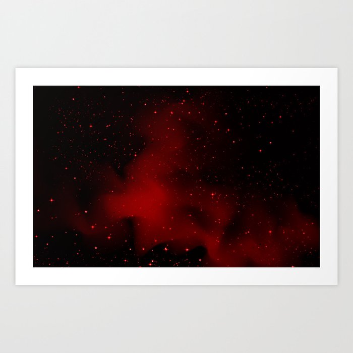 Red Galaxy Stars In Deep Space Art Print By Hypedesigns