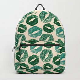 Pattern Lips in Green Lipstick Backpack