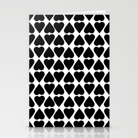 Diamond Hearts Repeat Black Stationery Cards