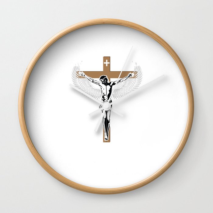 One Cross Three Nails Graphic Jesus Christen T Shirt Wall Clock By