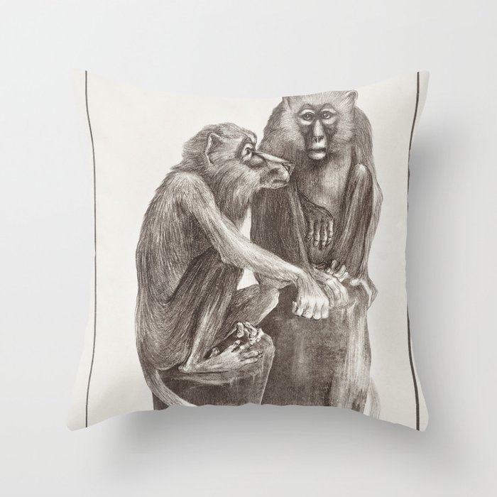 Monkey couple illustration Throw Pillow