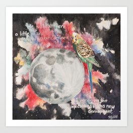 A Parakeet Goes to the Moon Art Print