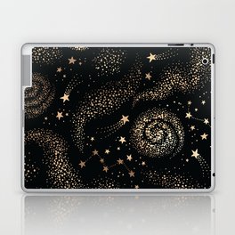 Magical Starry Night Sky Golden Cosmic Swirl II Laptop Skin