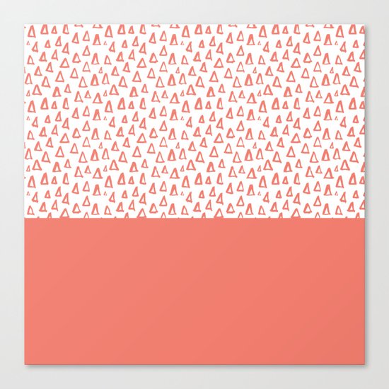 Triangles Coral Red Canvas Print