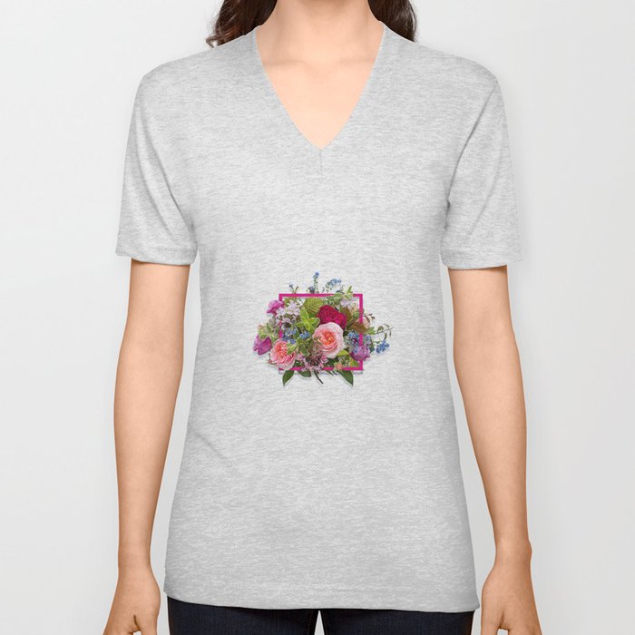 Flower V Neck T Shirt