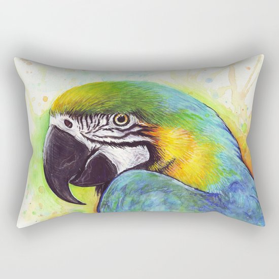 Bird Watercolor Animal Macaw Rectangular Pillow