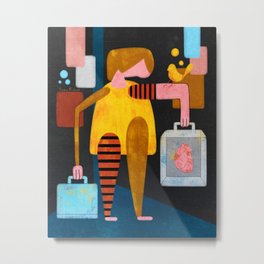 Carry your Heart with you Metal Print | Woman, Heart, Digital, Minimalistic, Painting, Packing, Healingjourney, Abstract, Shapes, Female 