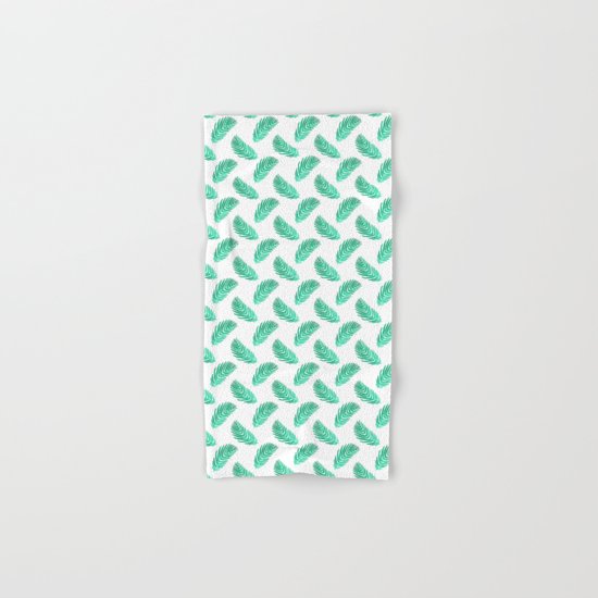 Palm frond tropical vacation green white house plant gender neutral natural organic garden island Hand & Bath Towel