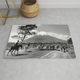 Vintage Photo of Cattle Drive past San Miguel Volcano Rug