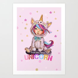 Unicorn girl Art Print