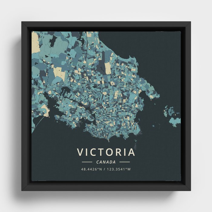 Victoria, Canada - Cream Blue Framed Canvas