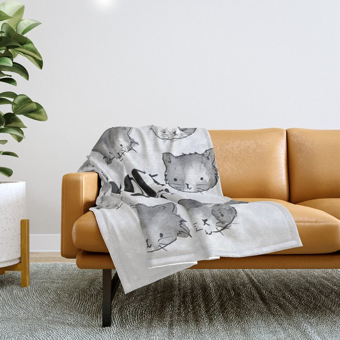 HOME is where the CAT is - black and white Throw Blanket