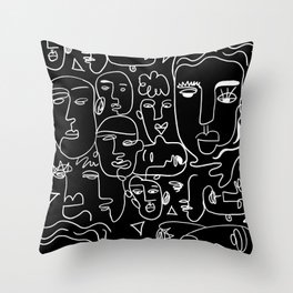 Faces on Black Throw Pillow