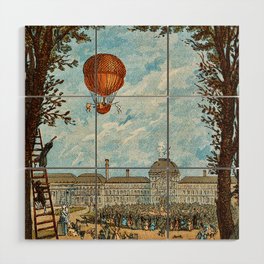 Vintage Hot Air Balloon Poster Wood Wall Art