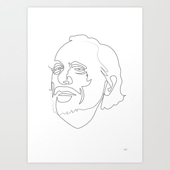 One Line Charles Bukowski Art Print