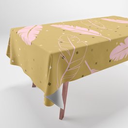 Pastel Pink Feathers on Gold Tablecloth