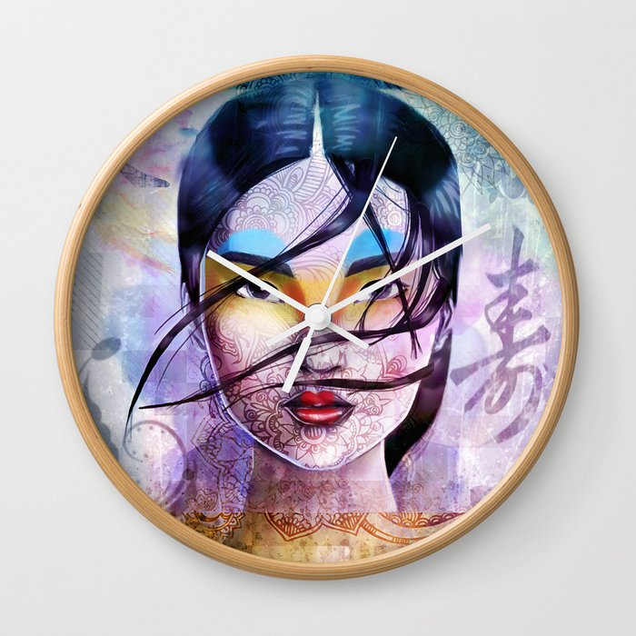 Grunge Asian Beauty Wall Clock