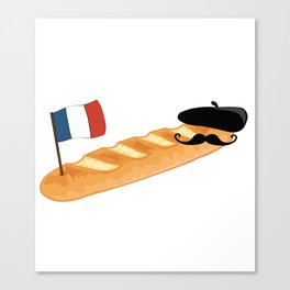 French Baguette Moustache - Funny French Food Canvas Print