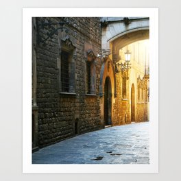 Barcelona - Early Morning in the Barrio Gotico Art Print