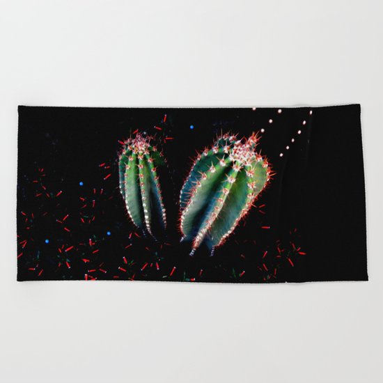Night Cactus Beach Towel
