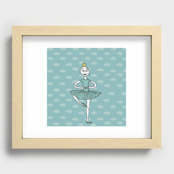 Ballet girl blue passe Recessed Framed Print