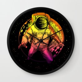 Floating Astronaut With Moon graphic Universe Cience Lovers Wall Clock