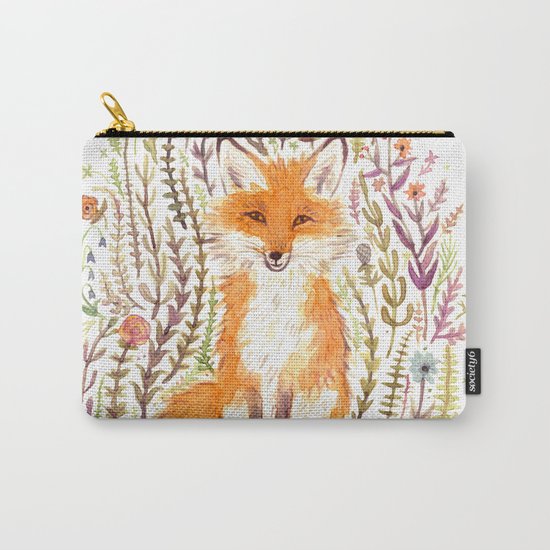 Fox and Flowers II Carry-All Pouch