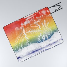 Rainbow Axolotl Monoprint Picnic Blanket