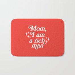 Mom, I am a rich man Bath Mat | Red, Typography, Funny, Digital, Sparkle, Graphicdesign, Richman 