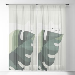 Cat and Plant 12C Sheer Curtain