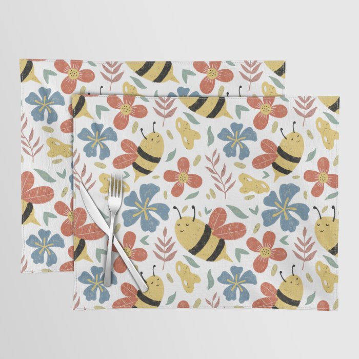 Cute Honey Bees and Flowers Placemat