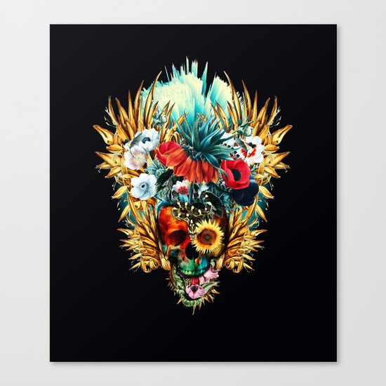 Floral Skull Vivid Canvas Print