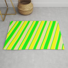 [ Thumbnail: Lime, Yellow, and Pale Goldenrod Colored Striped Pattern Rug ]