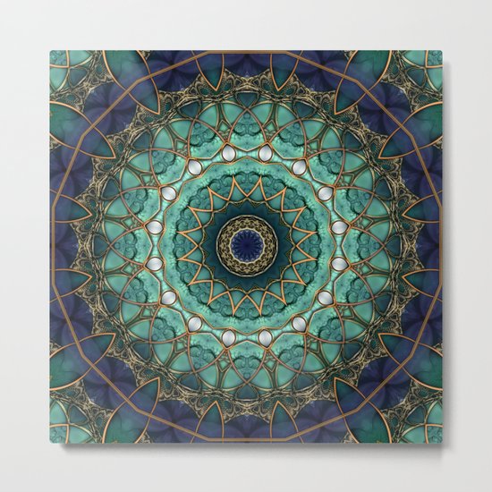 Majestic Topaz Ocean Kaleidoscope Metal Print