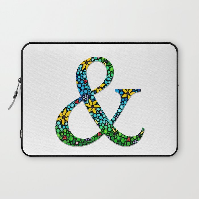 Ampersand Art - Whimsical Floral Flower Punctuation Sign Laptop Sleeve