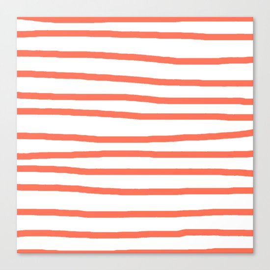 Simply Drawn Stripes in Deep Coral Canvas Print