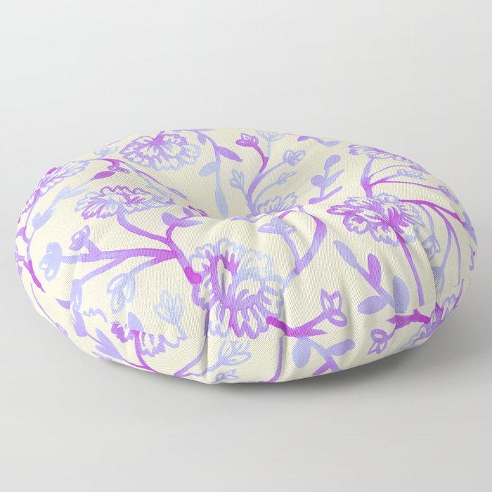 Watercolor Peonies - Peach Violet Floor Pillow