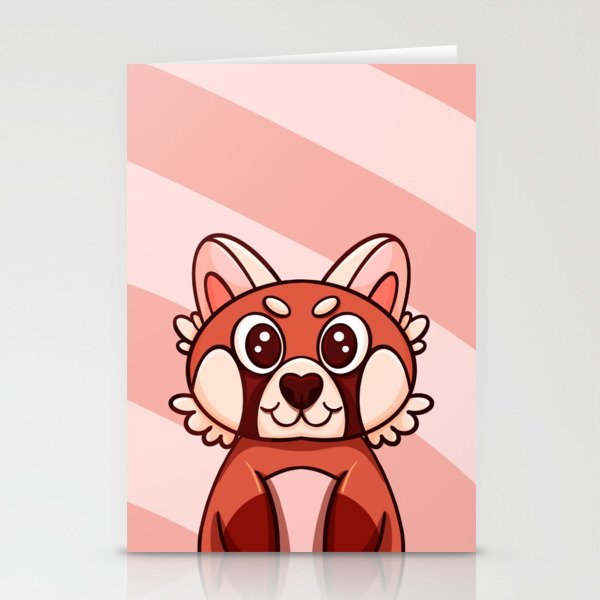 Cute Cartoon Red Panda Turning Red Stationery Cards