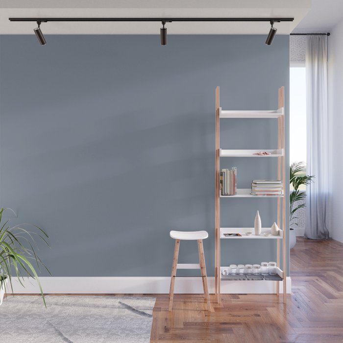 Dark Pastel Blue Solid Color Inspired by Benjamin Moore Oxford Blue Gray 2128-40 Wall Mural
