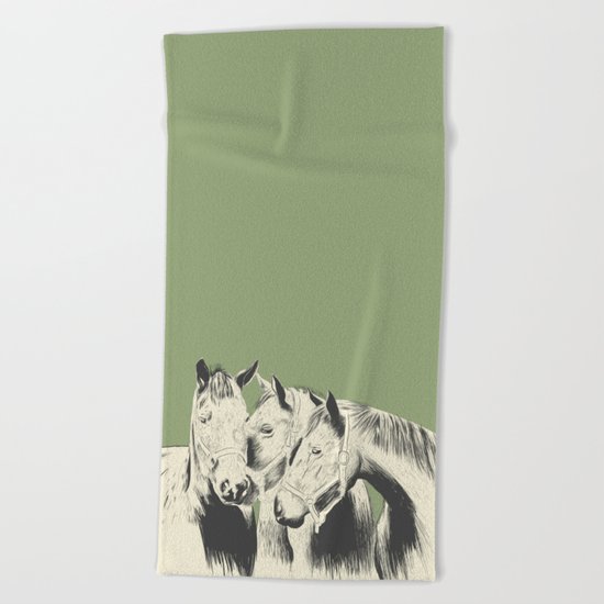 3 Horses Beach Towel