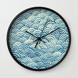 Watercolor Waves - Indigo Wall Clock