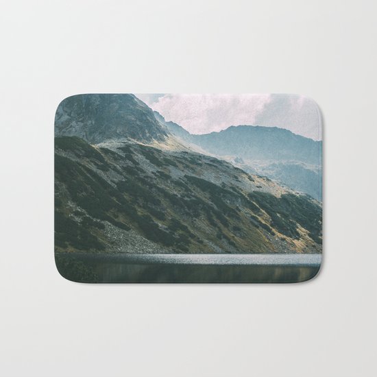 Moody Mountain Hill And Lake Bath Mat