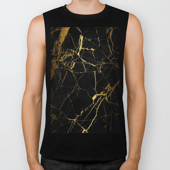 back & gold marble Biker Tank