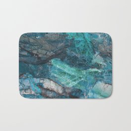 Cerulean Blue Marble Bath Mat | Digital, Blue, Nature, Green, Graphicdesign, Teal, Marbled, Color, Ocean, Graphic Design 
