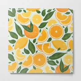 Summery Citrus Mood / Mint Splash Metal Print | Fresh, Pattern, Modern, Graphicdesign, Refreshing, Plants, Texture, Botanical, Tropical, Illustration 