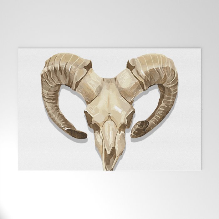 Goat Skull Illustrated art Welcome Mat